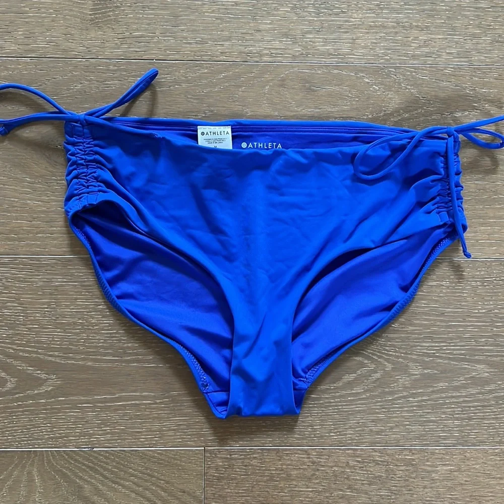 Athleta Coastline Bra Cup Tankini Cinch Full Bottom in Cerulean Blue